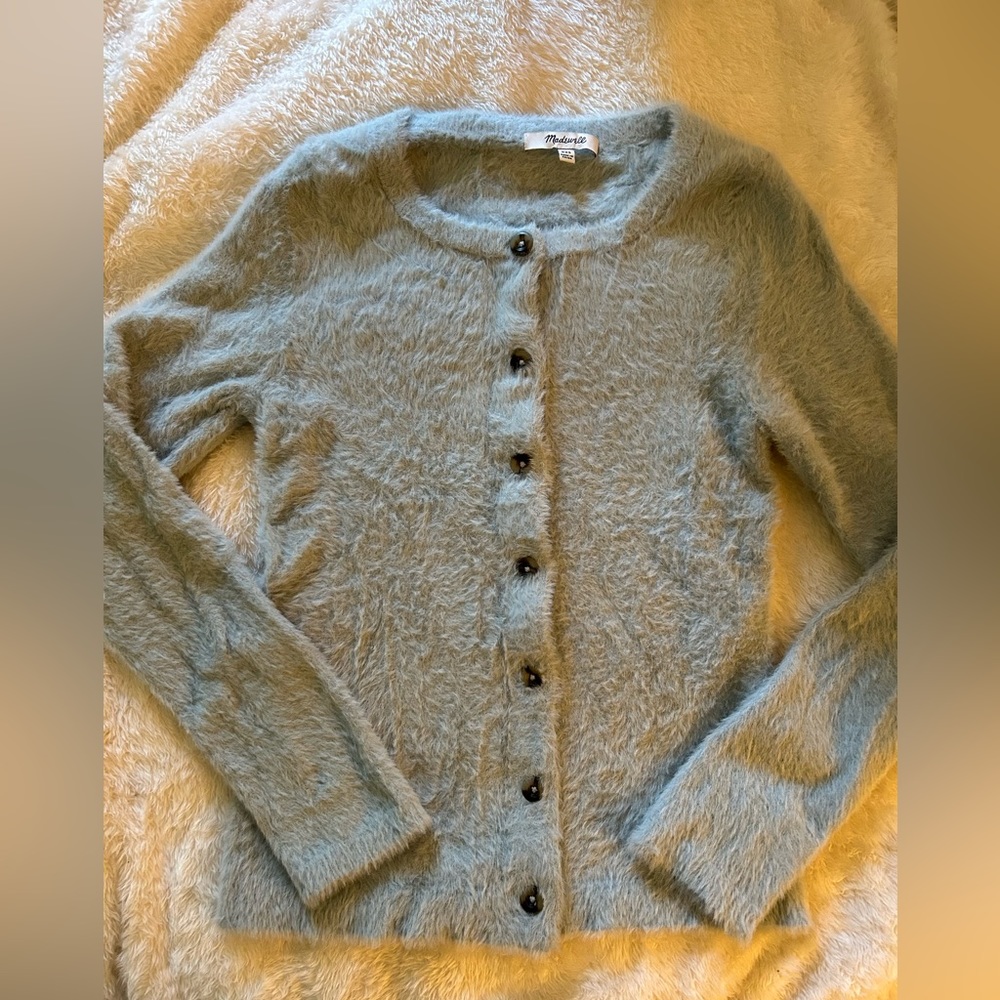 Madewell Baby Blue Hewitt Fuzzy Cardigan Sweater Size XXS